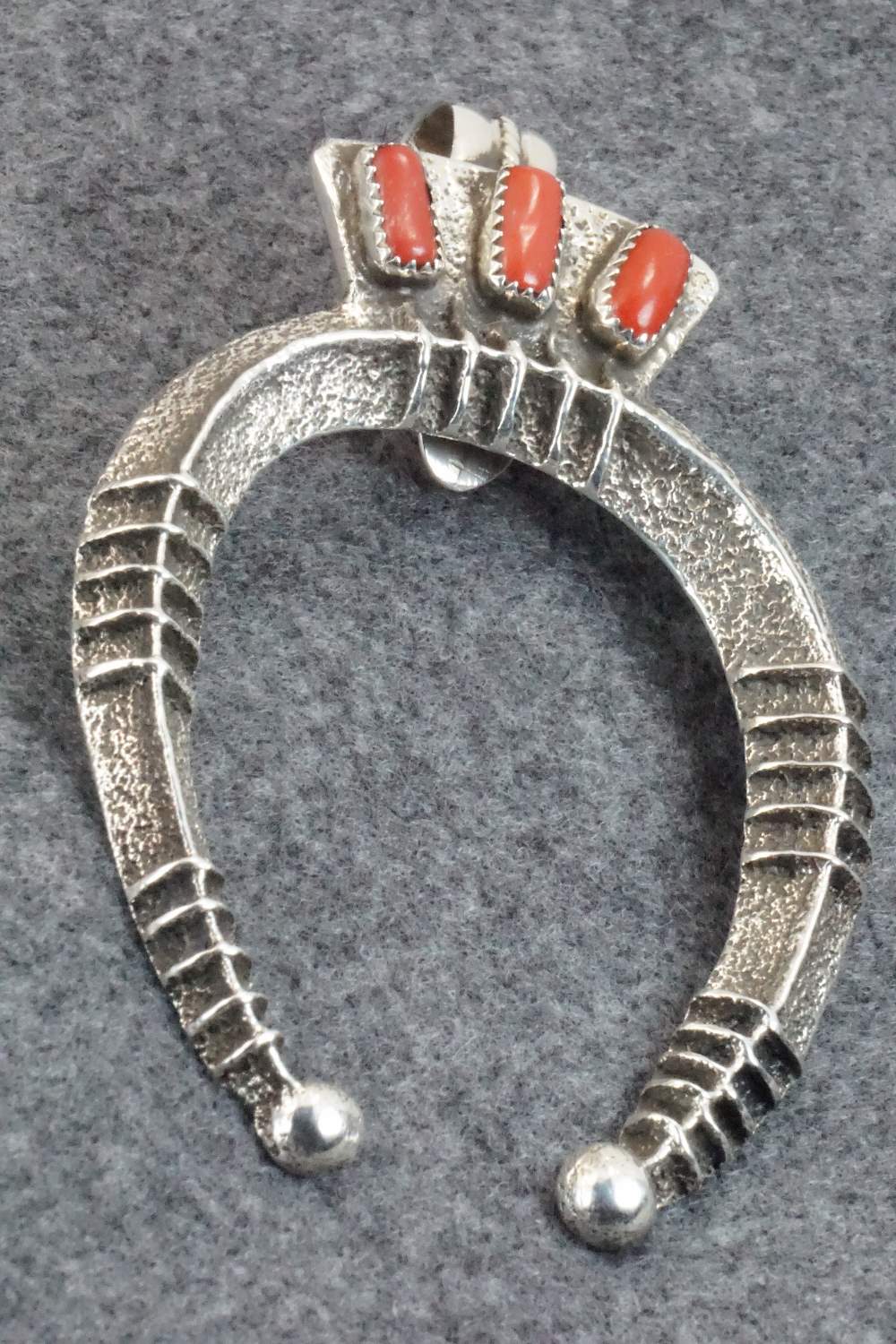 Coral and Sterling Silver Pendant - Delbert Arviso - Image 4
