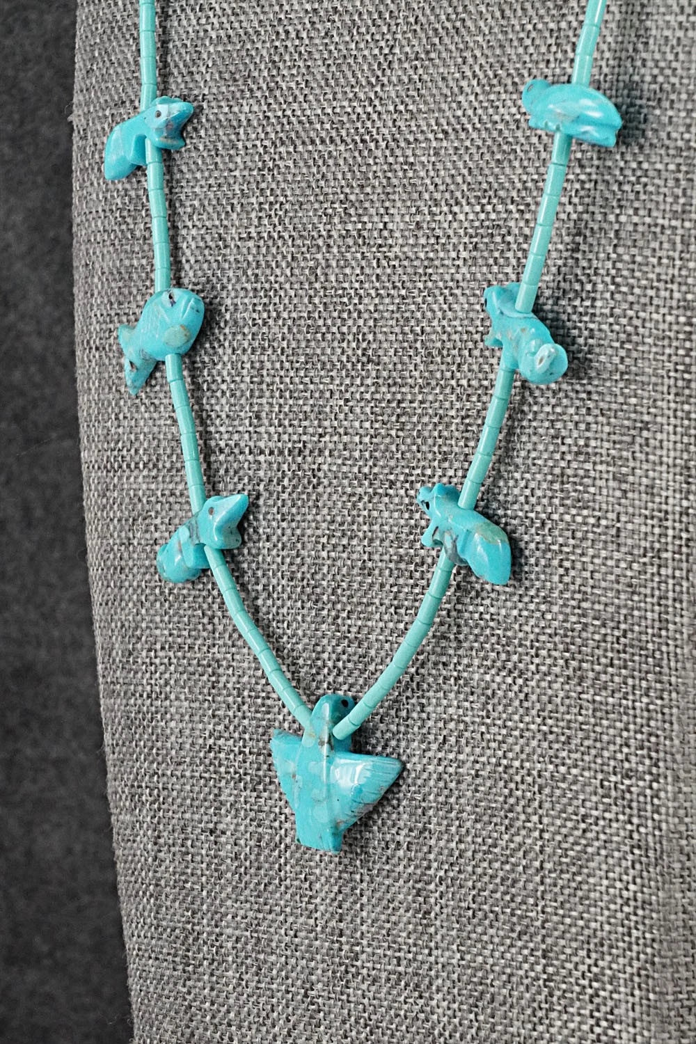 Turquoise Fetish Carving & Sterling Silver Necklace - Hector Goodluck - Image 4