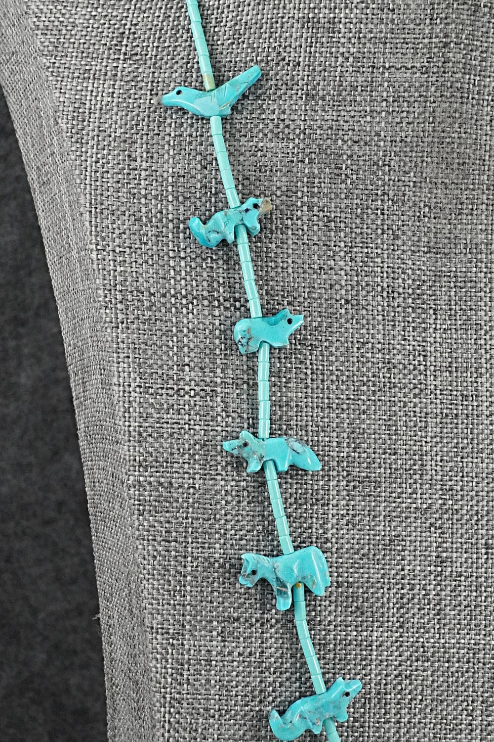 Turquoise Fetish Carving & Sterling Silver Necklace - Hector Goodluck - Image 6