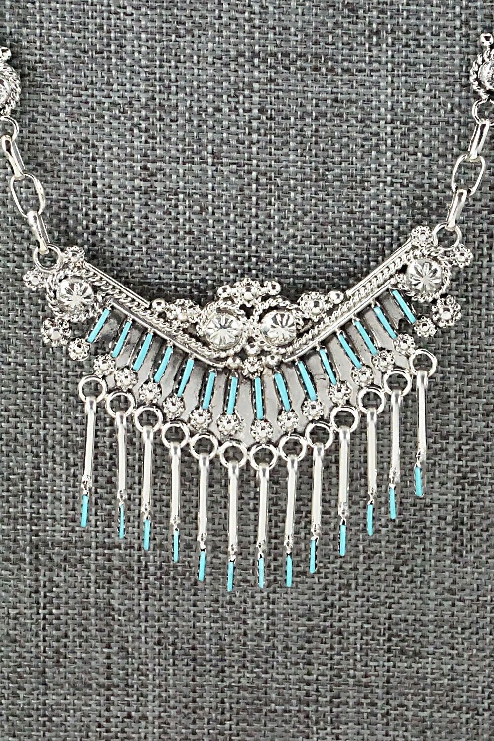 Turquoise & Sterling Silver Necklace Set - Kevin Leekity - Image 5
