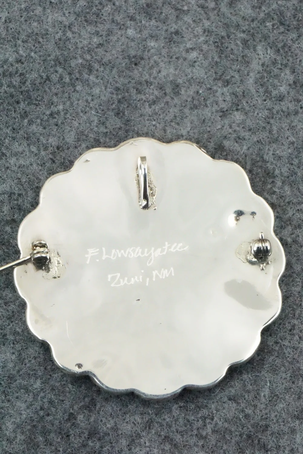 Turquoise & Sterling Silver Pendant/ Pin - Faye Lowsayatee - Image 5