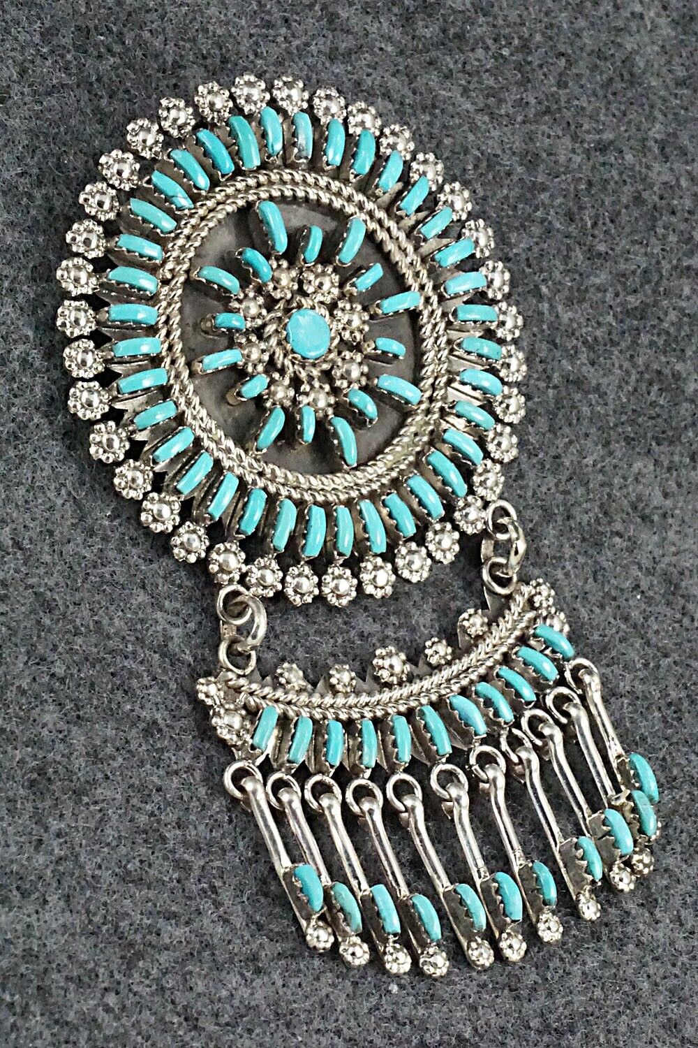 Turquoise & Sterling Silver Pendant/Pin - Keith Leekity - Image 5