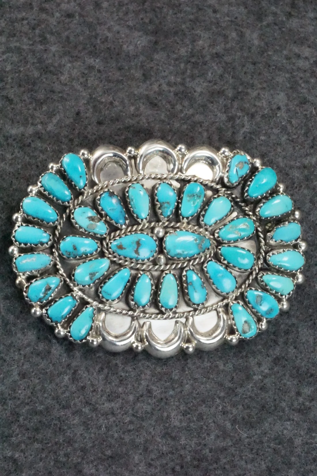 Turquoise & Sterling Silver Squash Blossom Necklace Set - Justina Wilson - Image 6